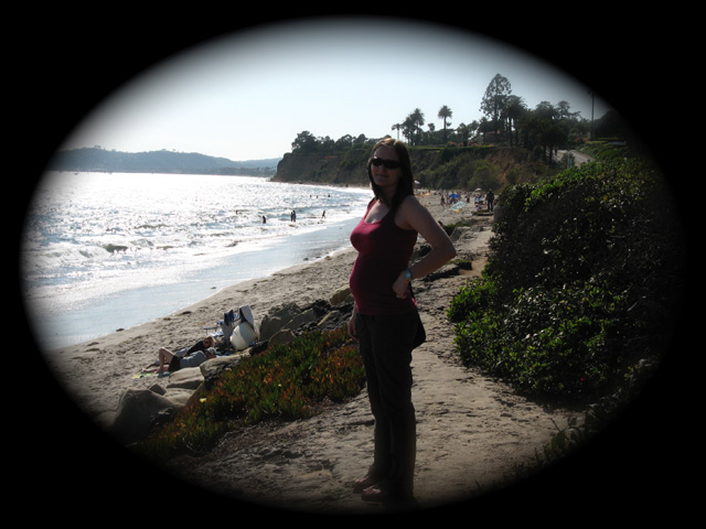 IMG_2174_640.jpg - Melissa starting to show at the beach in Santa Barbara