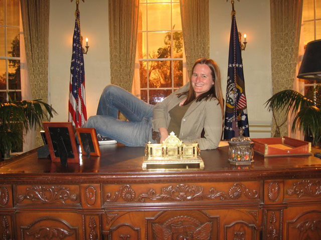 ww03.jpg - Kidding around on The West Wing set
